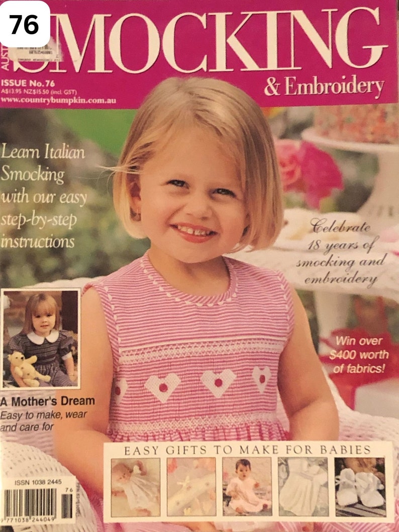 Choose from Issues 70 79 Australian Smocking & Embroidery Magazine. Slow Stitching, Smocking Patterns for Girls. Australian Seller image 7