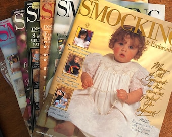 Scegli tra i numeri 40-49 della rivista australiana Smocking & Embroidery. Modelli di ricamo lento e smocking per ragazze. (Venditore australiano)