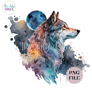 Fantasy Wolf Clipart, Wolf Sublimation Design, Commercial Use PNG Download