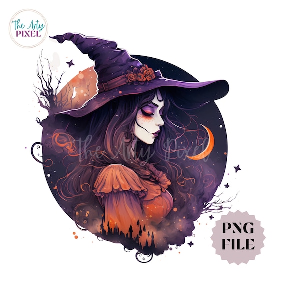 Witchy Clipart, Gothic Witch PNG, Mystical Commercial Use Design