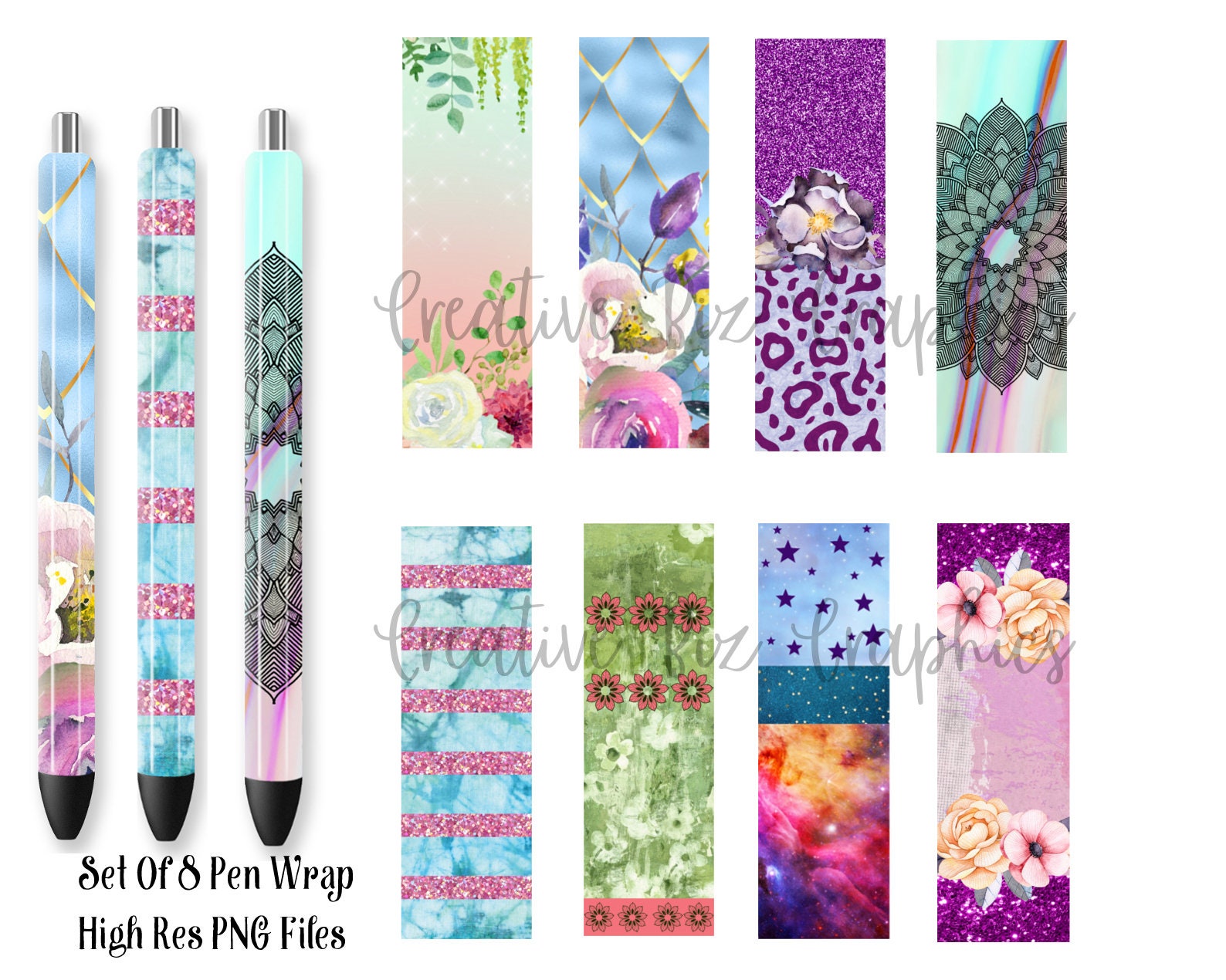 Sublimation Pen Wrap Design Bundle Waterslide Pen Wraps Etsy