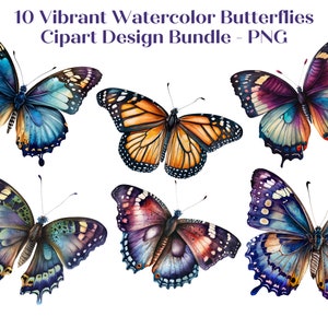Aquarell Schmetterlinge Clipart, Schmetterling PNG Set, digitale Verzierungen, kommerzielle Nutzung Fantasy Grafiken