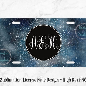Sublimation License Plate Design - Galaxy Vanity Plate Download - PNG File - Monogram Sublimation Template