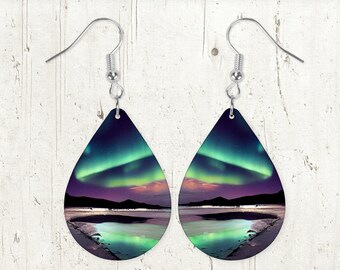 Aurora Borealis Sublimation Earring Designs Template PNG, Instant Digital Download, Earring Blanks Design