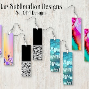 Bar Earrings Sublimation Designs, Rectangle PNG Graphics Download, Earring Design Bundle