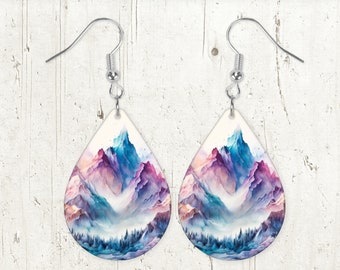 Mountain Sublimation Earring Design, Mountain PNG, Instant Digital Download, Earring Blanks Design