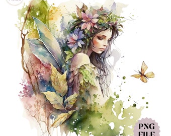 Forest Fairy Clipart, Fantasy Fairy PNG, Sublimatie, Commercieel Gebruik Clipart