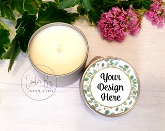 Sublimation Candle Mockup, Candle Tin Stock Photo, Add Your Own Image