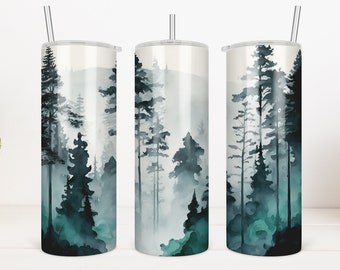 Misty Mountain Tumbler Sublimation Design, Skinny Tumbler Template, Digital Download PNG