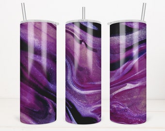 Purple Marble Tumbler Sublimation Design, Skinny Tumbler Template, Digital Download PNG