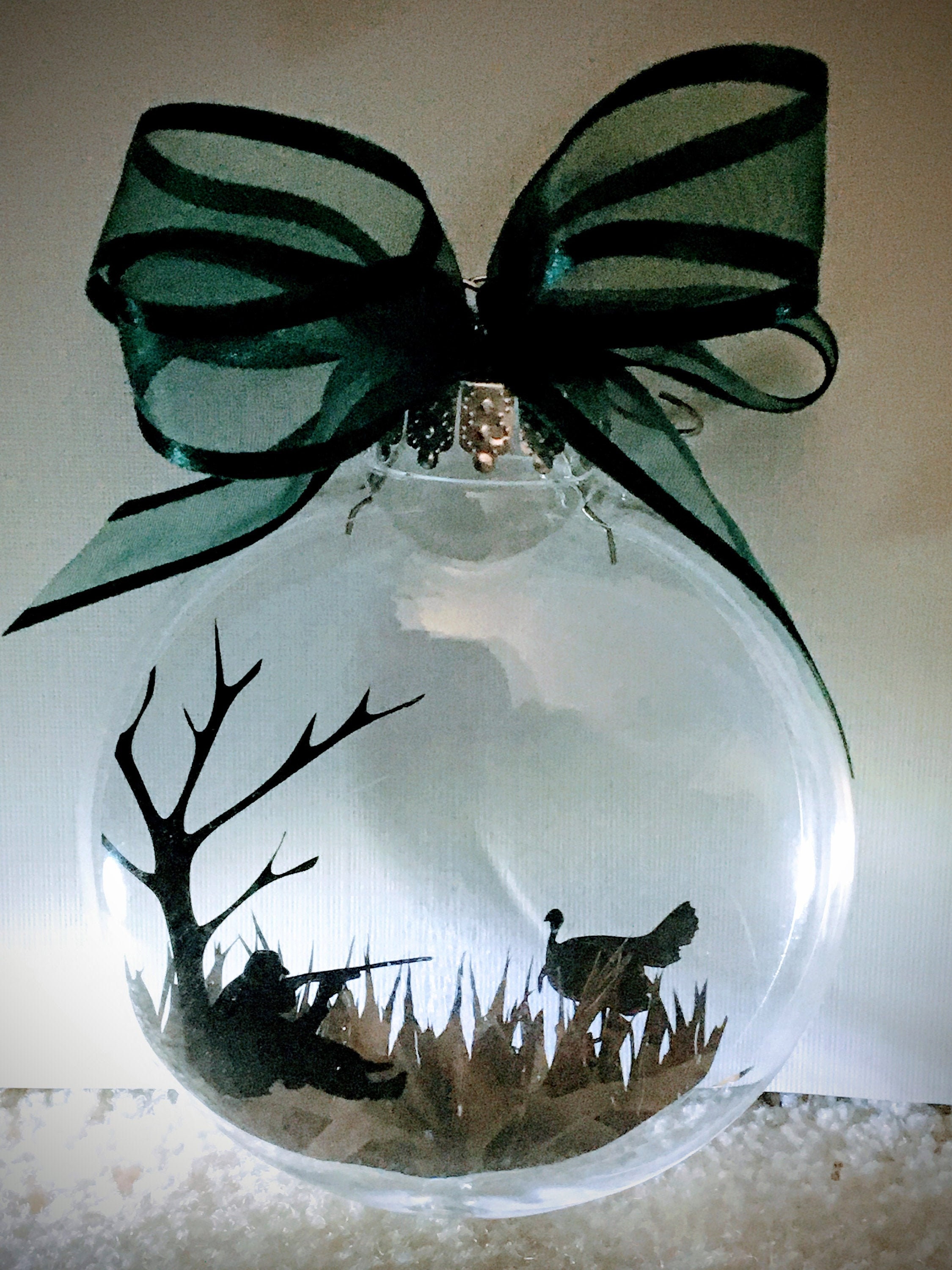 Floating Ornament Turkey Hunter Scene - Acrylic Hunting ornament, disc shaped