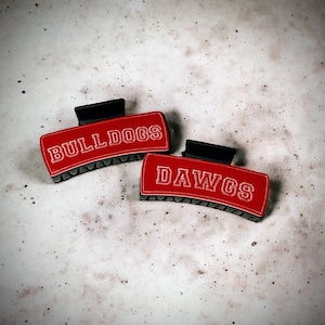 Team Spirit Sports Team Hair Clip Large Black Matte Claw Clip, Red & White- Are you ready for some football!?!