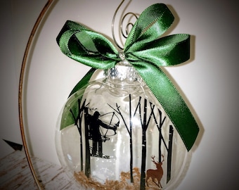 Bow Hunter Floating Ornament - Acrylic Hunting ornament, Disc shape