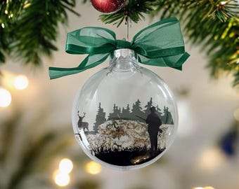 Floating Ornament Deer Hunter Scene - Acrylic Hunting ornament, disc shaped