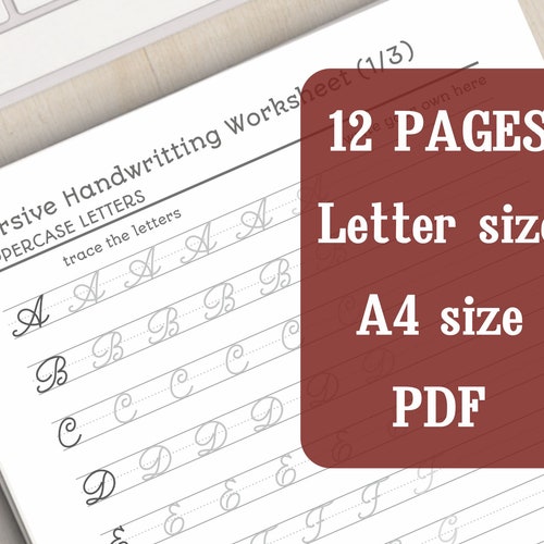Printable Cursive Worksheets9 Pages letters and Words for - Etsy India