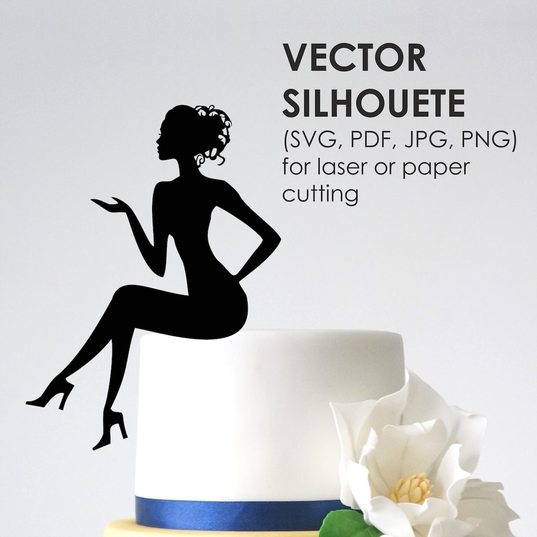 Girl Silhouette for Cake Topper for Laser Cutting PDF SVG - Etsy