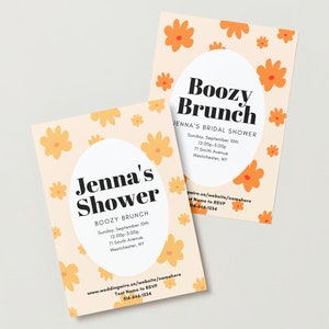 Retro Orange | Art-Deco Floral Invitation Templates | Editable Templates for Print