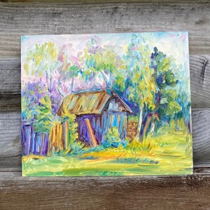 Forest house wall art Plein Air painting Abstract country art Country housewarming Calming wall art Relaxing wall art Cottagecore art