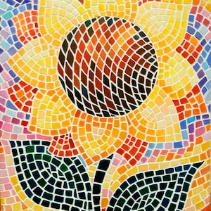 Mosaic picture Mosaic wall art Mosaic backsplash Mosaic artwork Sunflower mosaic Flower picture mosaic Flowers backsplash Small backsplash