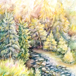 Forest original painting Pine tree forest art Pine tree painting Peaceful landscape Pine tree scenery Pine nature wall art