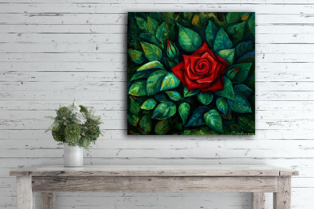 Flowers Painting Rose Red Rose Painting Rose on Canvas 