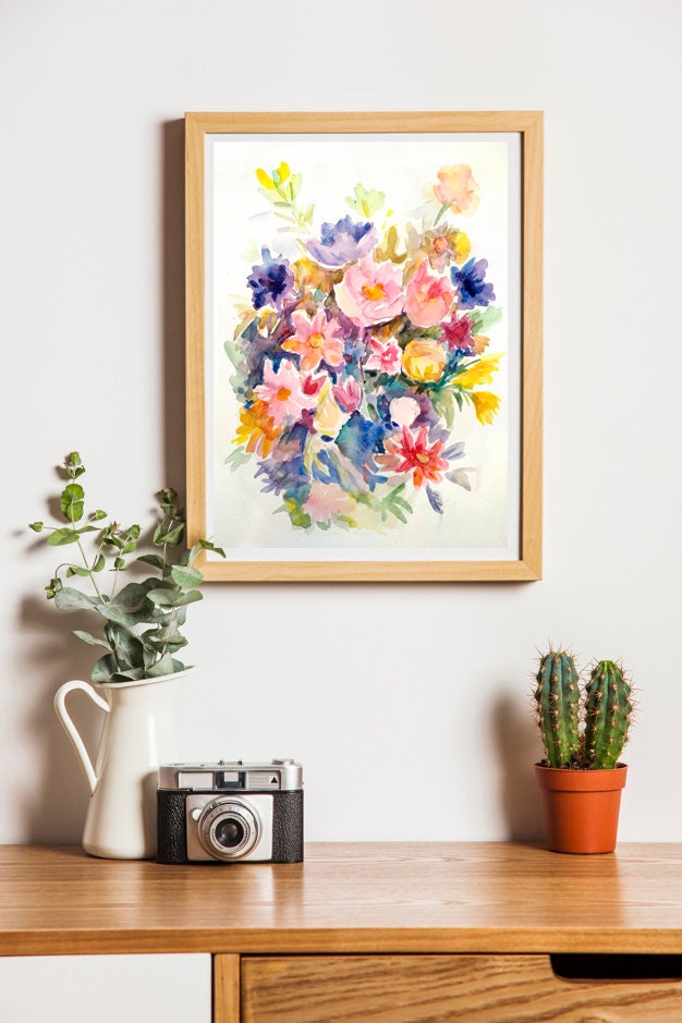 Abstract Watercolor Flowers Painting Modern Abstract Floral - Etsy