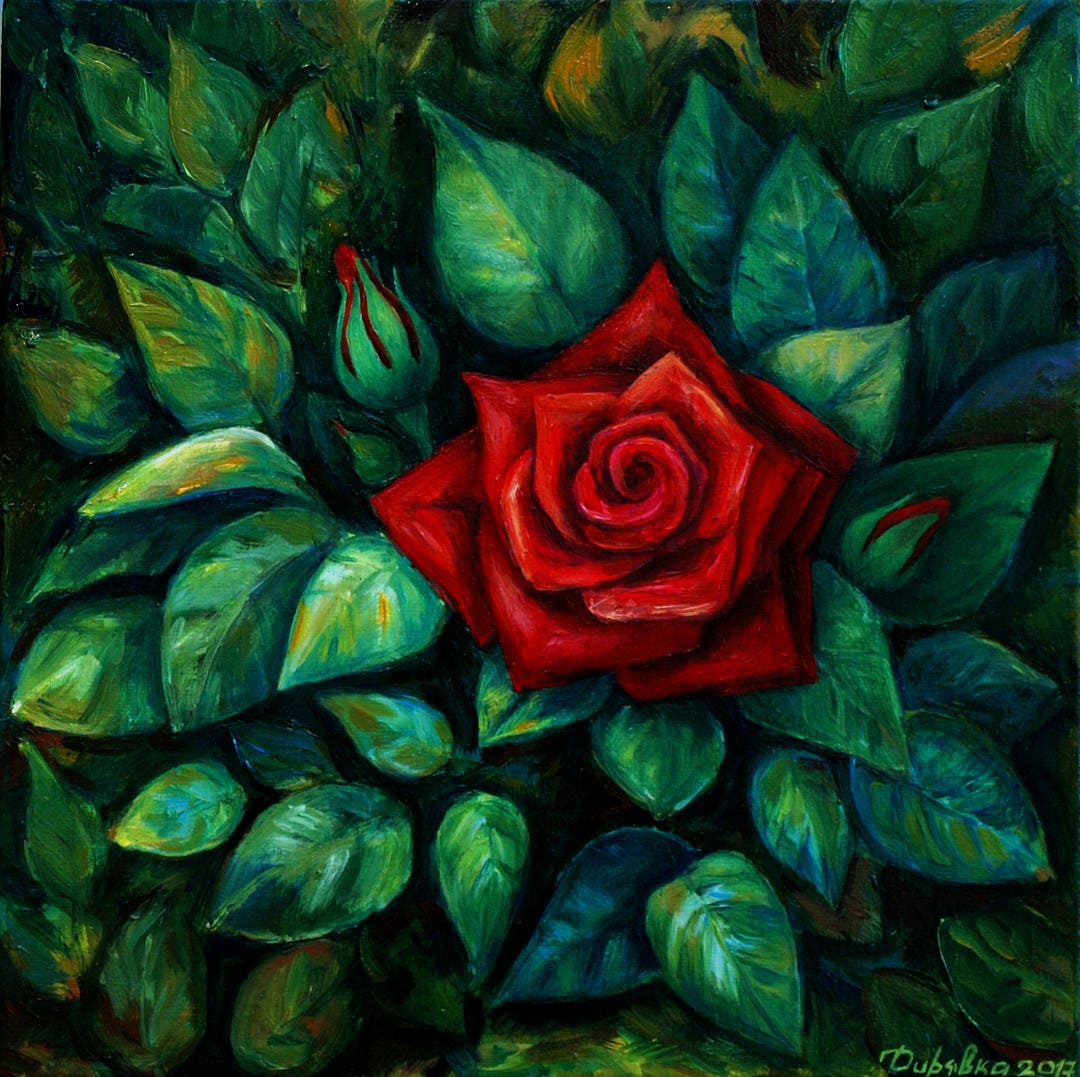 花の絵画バラ赤いバラの絵画キャンバスに描かれたバラオリジナル