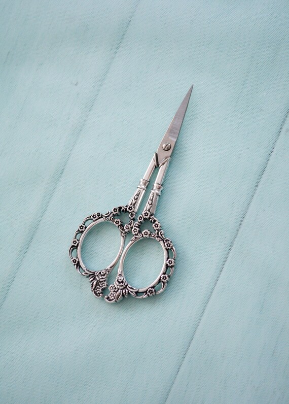 Floral embroidery scissors Small flower scissorsSilver Etsy