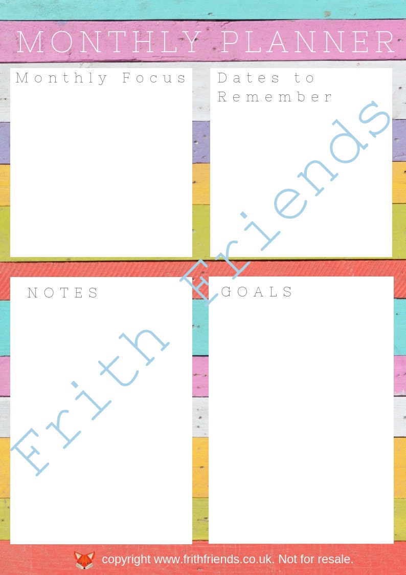 Monthly Planner Printable, Downloadable Monthly Agenda, Printable ...