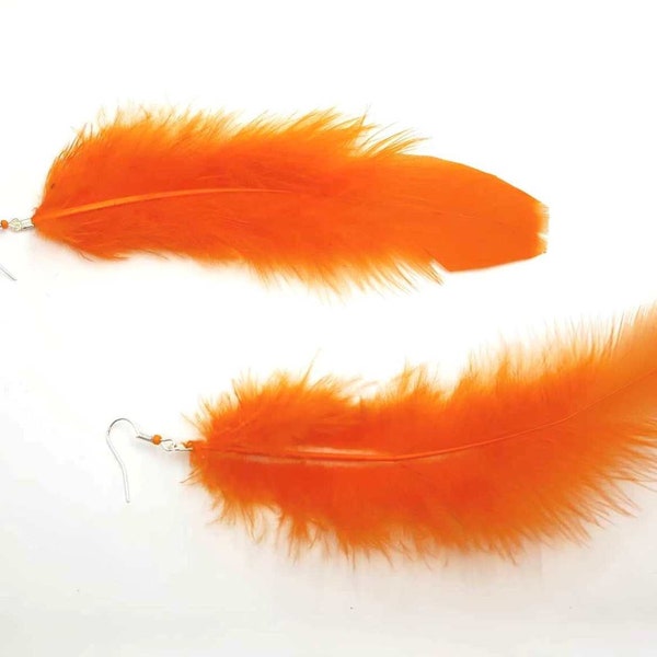 Boucles d’oreilles simples en plumes orange