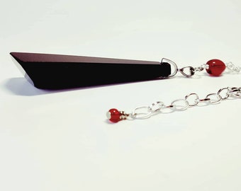 Black and red glass pendant necklace