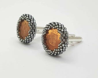 Silver tone Coin cufflinks