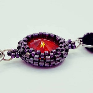 Black velvet choker with ruby red glass crystal image 4