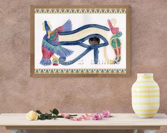 Eye of Horus Art Print | Wadjet & Nekhbet | Hand-painted Illustration | Fine Art Print, Framed or Digital Download
