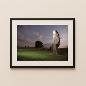 Avebury at Night – Standing Stone with Clouds and Stars | Sacred Site Fine Art Print or Digital Download