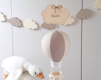 Balloon Linnen Baby Mobile - Lavender and Beige