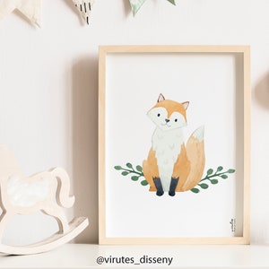 Lámina infantil "ZORRITO", tamaño A4, lámina impresa, ilustración para bebés
