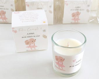 Birthday scented candle, christening candle, customizable, vanilla scent, cellophane bag included