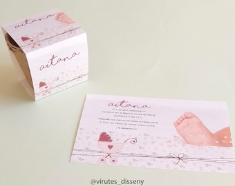 Baptism invitation Cart // Includes envelope // Girl or boy model // Optional matching reminder