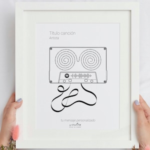 Lámina decorativa música, A4, personalizable con tu canción, código Spotify, mensaje personalizado, ideal parejas, impresión letra canción