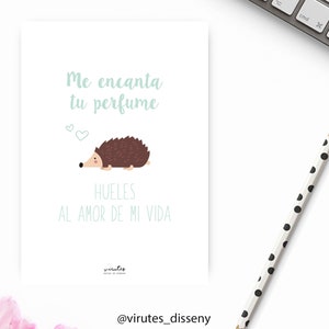 Tarjeta de amor Erizo // Envía unas palabras de amor // Dime que quieres que le escriba y en pocos días lo recibirá // Envío seguro