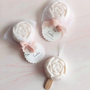 Vela aromática Flor boda, aroma dulece, tarjeta personalizable, regalo para invitados, hechas a mano, ideal para regalar, personalizable