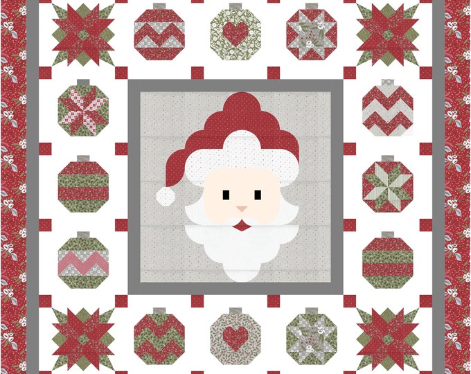 Santa With Ornaments PDF Quilt Pattern
