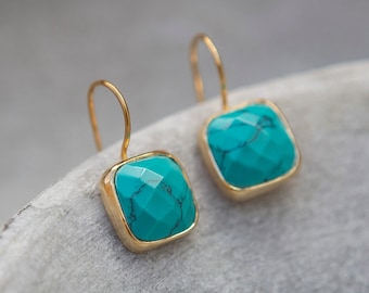 Turquoise howlite and gold vermeil drop earrings
