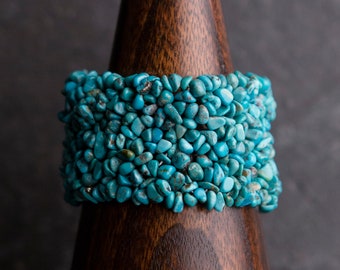 Turquoise knitted bracelet