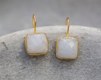 Moonstone and gold vermeil drop earrings