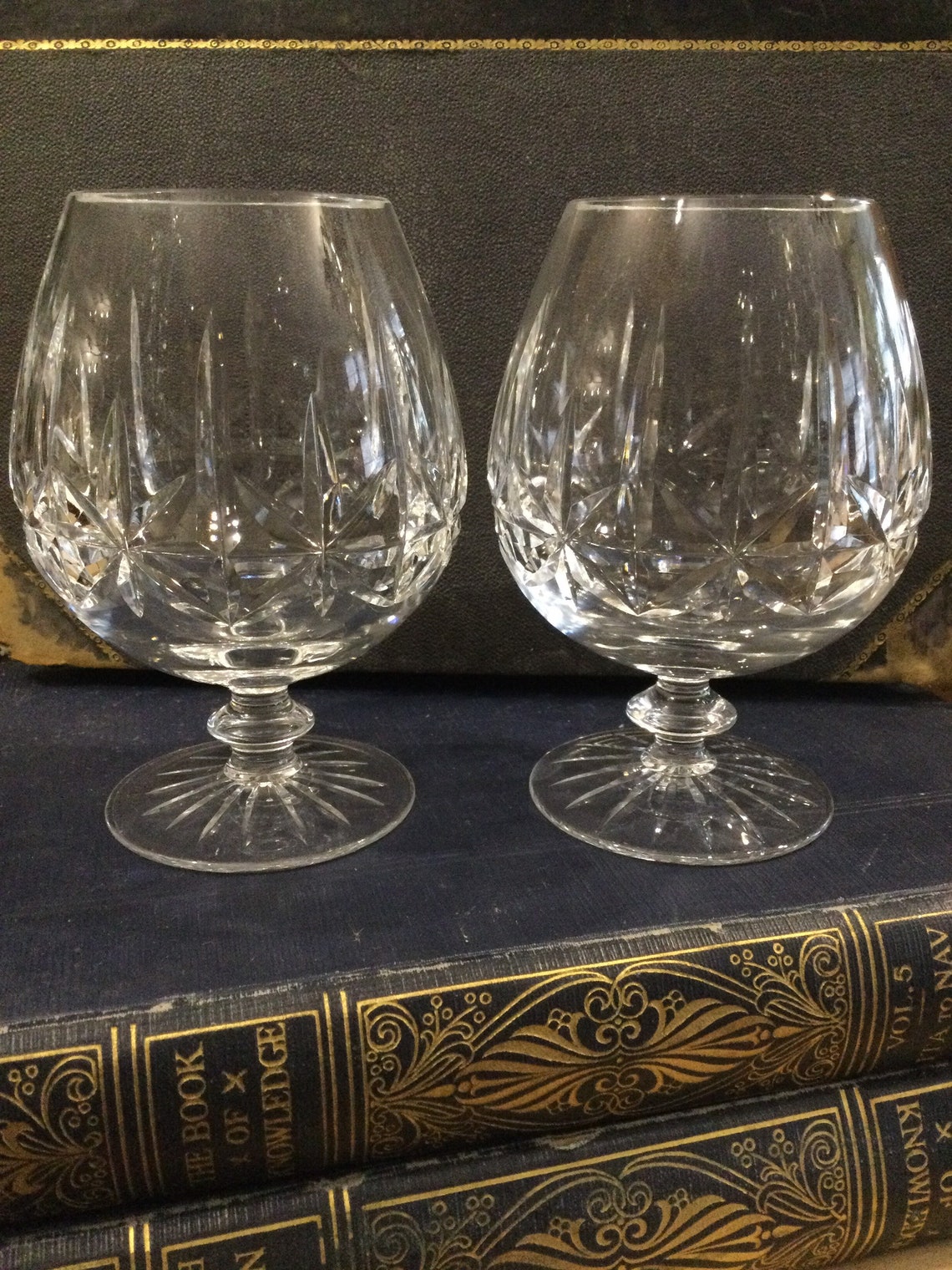 Pair of Large crystal Brandy Glasses | Etsy