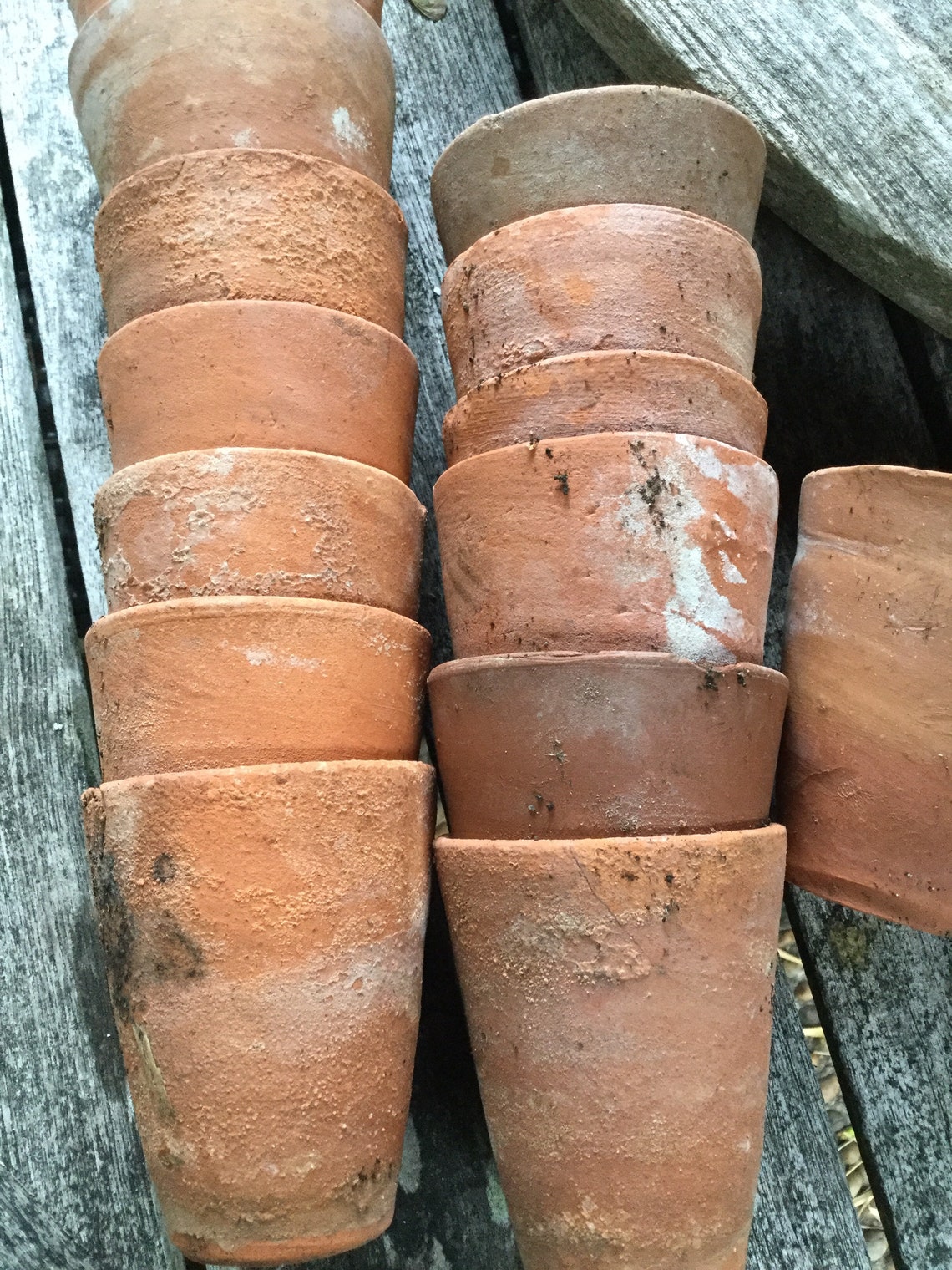 Set of 6 antique Vintage Terracotta Hand Thrown Plant Pots Etsy