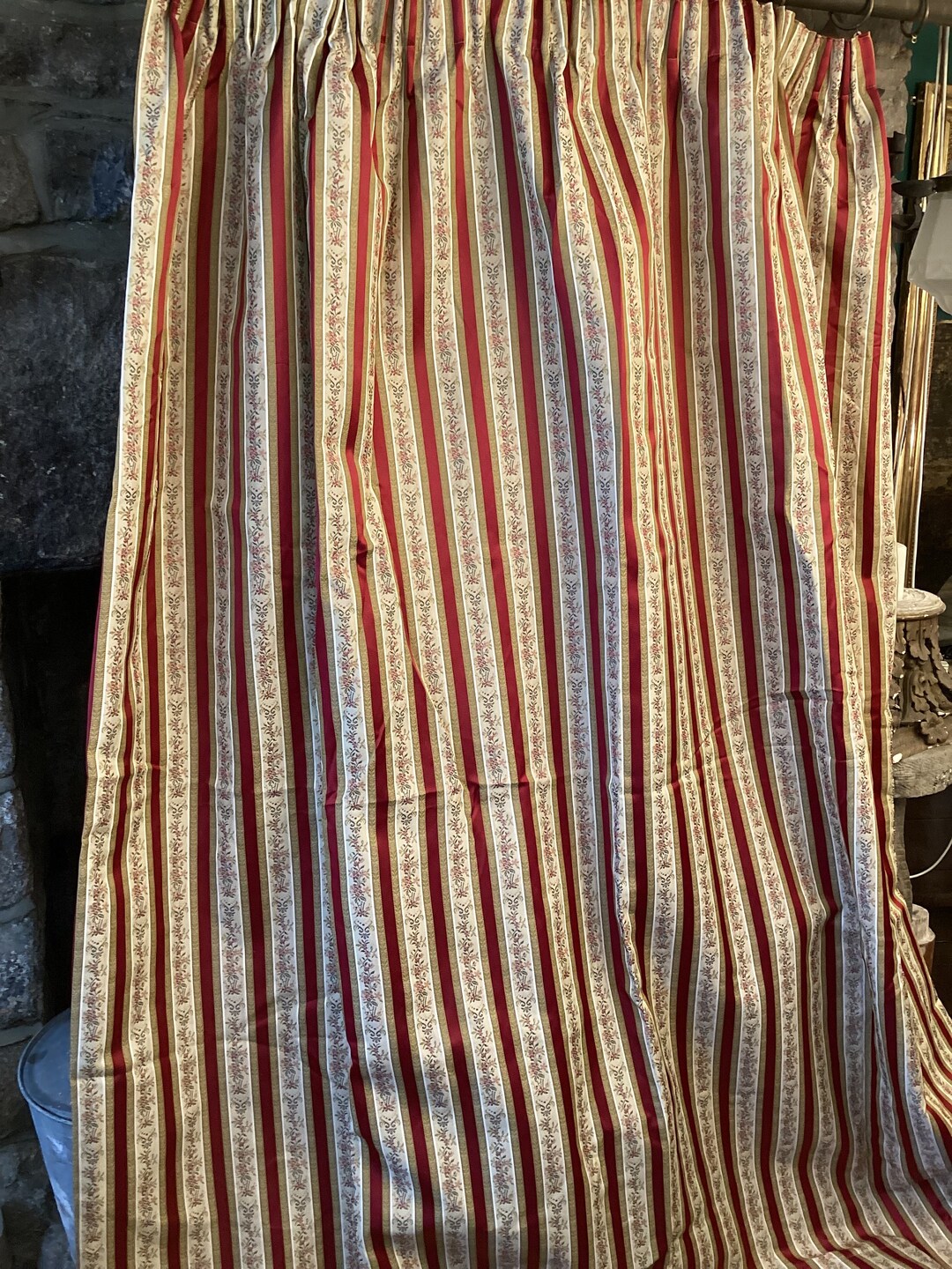 Stunning Long Vintage Striped Curtains Etsy