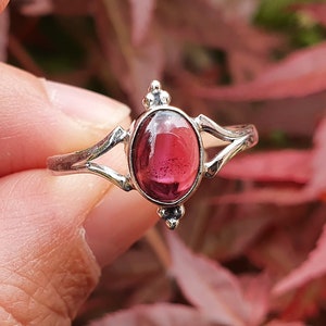 GARNET ring on solid 925 SILVER for WOMEN
